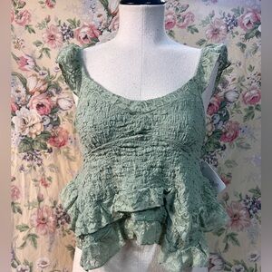 Sage Green Ruffle Lace Camisole top